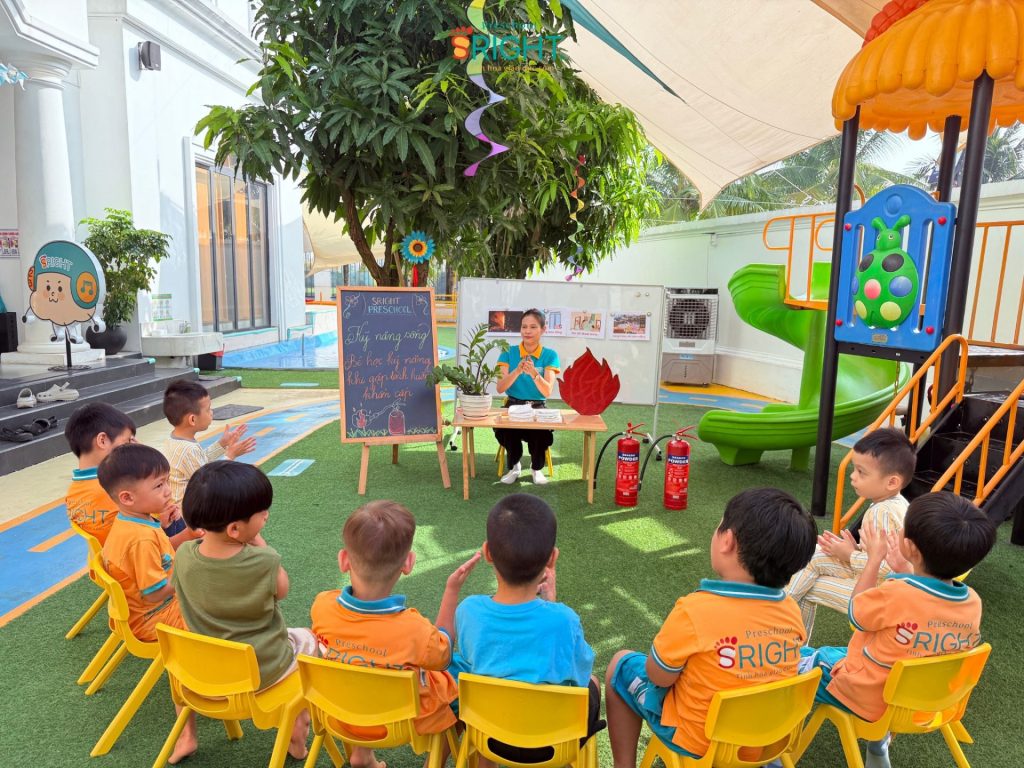 PRACTICING FIRE SAFETY SKILLS WITH EARTH CLASS AT SRIGHT PRESCHOOL